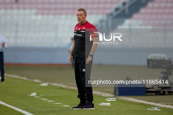 Davide Mazzotta, interim coach of Malta, gestures during the UEFA Nations League, League D, Group D2 soccer match between Malta and Moldova...