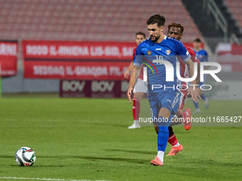 Vitalie Damascan of Moldova is in action during the UEFA Nations League, League D, Group D2 soccer match between Malta and Moldova at the Na...