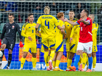 Ukrainian team is celebraiting scoring a goal during the  UEFA Nations League 2024 League B Group B1 match between Ukraine and Czechia , at...