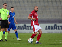 Teddy Teuma of Malta is in action during the UEFA Nations League, League D, Group D2 soccer match between Malta and Moldova at the National...