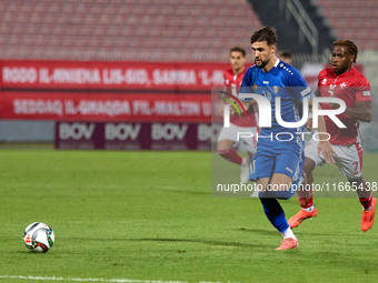 Vitalie Damascan of Moldova is in action during the UEFA Nations League, League D, Group D2 soccer match between Malta and Moldova at the Na...