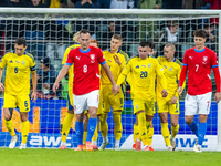 Ukrainian team is celebraiting scoring a goal during the  UEFA Nations League 2024 League B Group B1 match between Ukraine and Czechia , at...