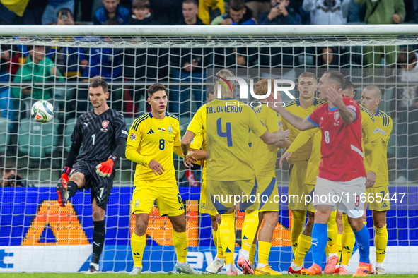 Ukrainian team is celebraiting scoring a goal during the  UEFA Nations League 2024 League B Group B1 match between Ukraine and Czechia , at...