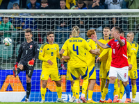 Ukrainian team is celebraiting scoring a goal during the  UEFA Nations League 2024 League B Group B1 match between Ukraine and Czechia , at...