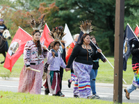 Members of the Muwekma Ohlone Tribe of the San Francisco Bay Area, along with other tribal groups and their supporters, arrive in Washington...