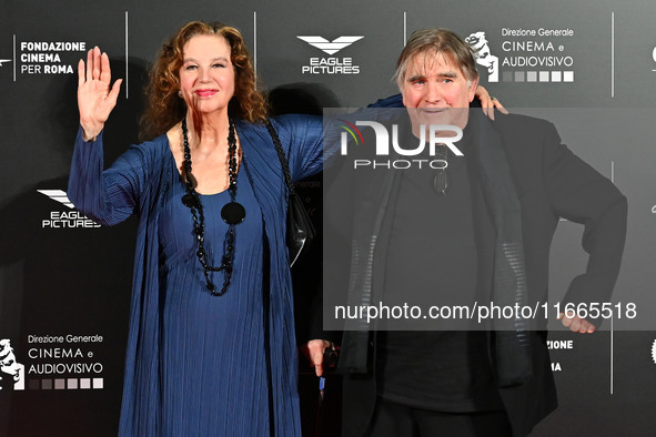 Stefania Sandrelli and Giovanni Soldati attend the red carpet for the film Megalopolis at Cinecitta Studios in Rome, Italy, on October 14, 2...