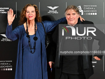 Stefania Sandrelli and Giovanni Soldati attend the red carpet for the film Megalopolis at Cinecitta Studios in Rome, Italy, on October 14, 2...