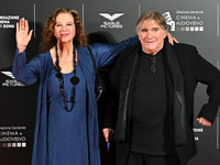 Stefania Sandrelli and Giovanni Soldati attend the red carpet for the film Megalopolis at Cinecitta Studios in Rome, Italy, on October 14, 2...