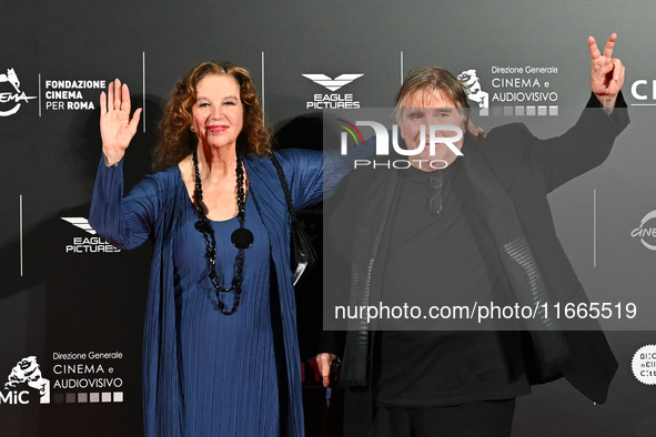 Stefania Sandrelli and Giovanni Soldati attend the red carpet for the film Megalopolis at Cinecitta Studios in Rome, Italy, on October 14, 2...