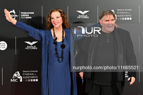 Stefania Sandrelli and Giovanni Soldati attend the red carpet for the film Megalopolis at Cinecitta Studios in Rome, Italy, on October 14, 2...