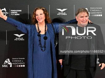 Stefania Sandrelli and Giovanni Soldati attend the red carpet for the film Megalopolis at Cinecitta Studios in Rome, Italy, on October 14, 2...