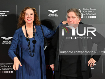 Stefania Sandrelli and Giovanni Soldati attend the red carpet for the film Megalopolis at Cinecitta Studios in Rome, Italy, on October 14, 2...