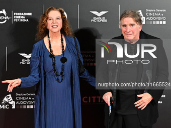 Stefania Sandrelli and Giovanni Soldati attend the red carpet for the film Megalopolis at Cinecitta Studios in Rome, Italy, on October 14, 2...