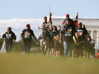 Members of the Muwekma Ohlone Tribe of the San Francisco Bay Area, along with other tribal groups and their supporters, arrive in Washington...