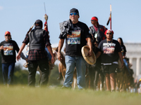 Members of the Muwekma Ohlone Tribe of the San Francisco Bay Area, along with other tribal groups and their supporters, arrive in Washington...