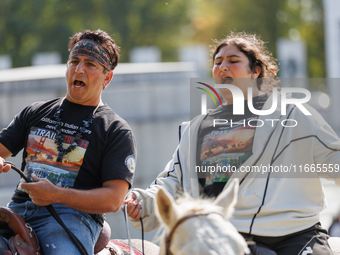 Members of the Muwekma Ohlone Tribe of the San Francisco Bay Area, along with other tribal groups and their supporters, arrive in Washington...