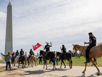 Members of the Muwekma Ohlone Tribe of the San Francisco Bay Area, along with other tribal groups and their supporters, arrive in Washington...