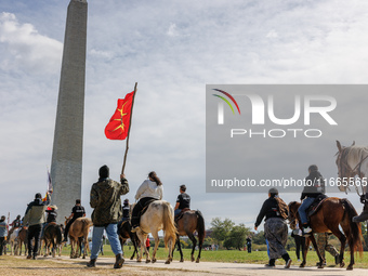 Members of the Muwekma Ohlone Tribe of the San Francisco Bay Area, along with other tribal groups and their supporters, arrive in Washington...