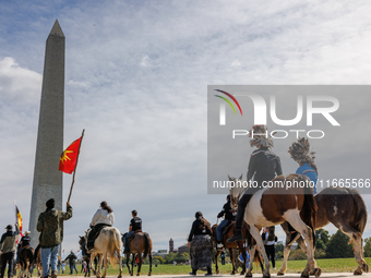 Members of the Muwekma Ohlone Tribe of the San Francisco Bay Area, along with other tribal groups and their supporters, arrive in Washington...