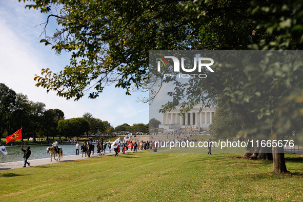 Members of the Muwekma Ohlone Tribe of the San Francisco Bay Area, along with other tribal groups and their supporters, arrive in Washington...