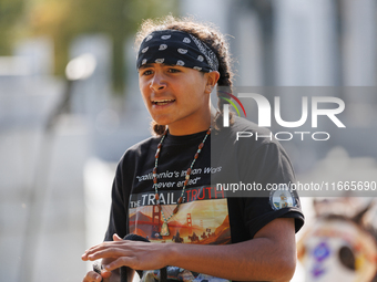 Members of the Muwekma Ohlone Tribe of the San Francisco Bay Area, along with other tribal groups and their supporters, arrive in Washington...