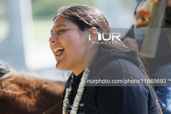 Members of the Muwekma Ohlone Tribe of the San Francisco Bay Area, along with other tribal groups and their supporters, arrive in Washington...