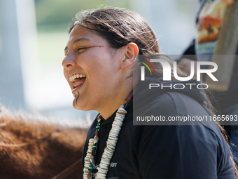 Members of the Muwekma Ohlone Tribe of the San Francisco Bay Area, along with other tribal groups and their supporters, arrive in Washington...