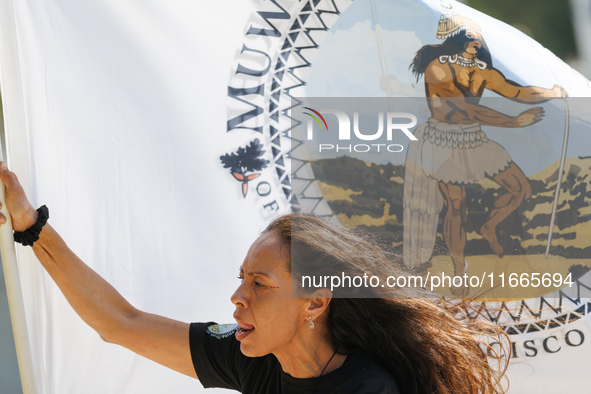 Members of the Muwekma Ohlone Tribe of the San Francisco Bay Area, along with other tribal groups and their supporters, arrive in Washington...