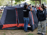 Members of the Muwekma Ohlone Tribe of the San Francisco Bay Area, along with other tribal groups and their supporters, set up an encampment...