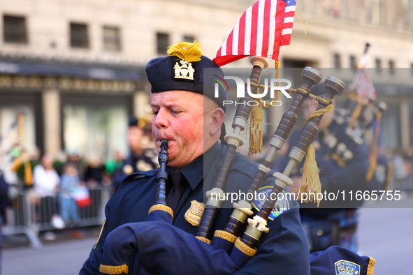 Port Authority Police of New York and New Jersey march up 5th Avenue in the Columbus Day Parade in New York City, United States, on October...