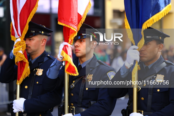 Port Authority Police of New York and New Jersey march up 5th Avenue in the Columbus Day Parade in New York City, United States, on October...