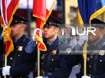 Port Authority Police of New York and New Jersey march up 5th Avenue in the Columbus Day Parade in New York City, United States, on October...