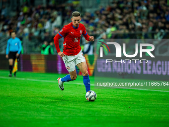 Lukas Provod participates in a match of the UEFA Nations League between the Ukraine and Czechia national teams in Wroclaw, Poland, on Octobe...