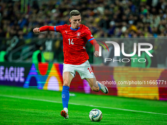 Lukas Provod participates in a match of the UEFA Nations League between the Ukraine and Czechia national teams in Wroclaw, Poland, on Octobe...