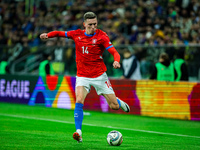 Lukas Provod participates in a match of the UEFA Nations League between the Ukraine and Czechia national teams in Wroclaw, Poland, on Octobe...