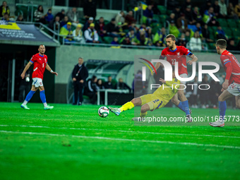 Georgiy Sudakov participates in a match of the UEFA Nations League between the Ukraine and Czechia national teams in Wroclaw, Poland, on Oct...