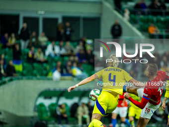 TOMAS CHORY participates in a match of the UEFA Nations League between the Ukraine and Czechia national teams in Wroclaw, Poland, on October...