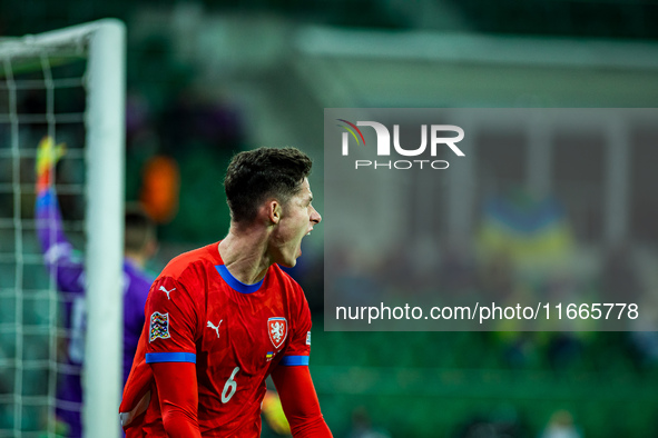 Martin Vitik participates in a match of the UEFA Nations League between the Ukraine and Czechia national teams in Wroclaw, Poland, on Octobe...