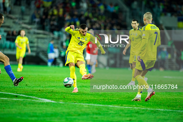 Oleksandr Zubkov participates in a match of the UEFA Nations League between the Ukraine and Czechia national teams in Wroclaw, Poland, on Oc...