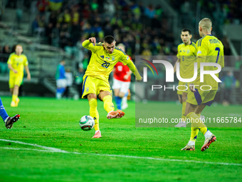 Oleksandr Zubkov participates in a match of the UEFA Nations League between the Ukraine and Czechia national teams in Wroclaw, Poland, on Oc...