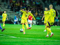 Oleksandr Zubkov participates in a match of the UEFA Nations League between the Ukraine and Czechia national teams in Wroclaw, Poland, on Oc...