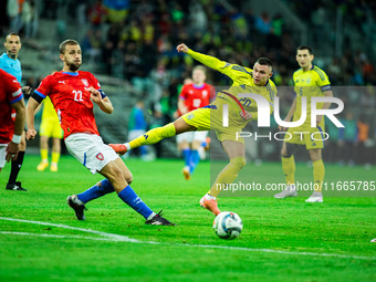 Oleksandr Zubkov participates in a match of the UEFA Nations League between the Ukraine and Czechia national teams in Wroclaw, Poland, on Oc...