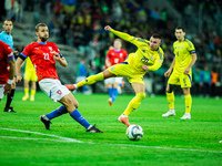 Oleksandr Zubkov participates in a match of the UEFA Nations League between the Ukraine and Czechia national teams in Wroclaw, Poland, on Oc...