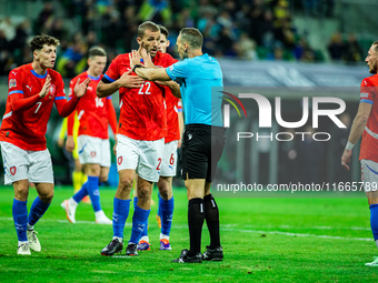 Tomas Soucek and Guillermo Cuadra are present during a UEFA Nations League match between the Ukraine and Czechia national teams in Wroclaw,...