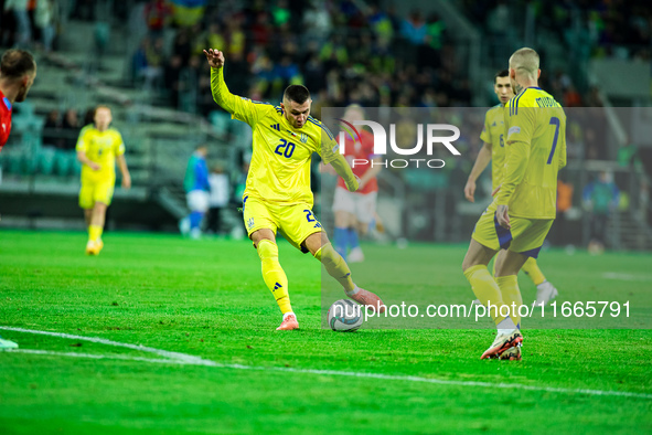 Oleksandr Zubkov participates in a match of the UEFA Nations League between the Ukraine and Czechia national teams in Wroclaw, Poland, on Oc...