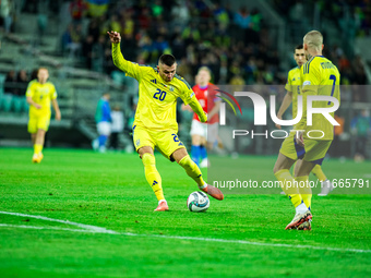 Oleksandr Zubkov participates in a match of the UEFA Nations League between the Ukraine and Czechia national teams in Wroclaw, Poland, on Oc...