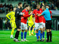 Tomas Soucek and Guillermo Cuadra are present during a UEFA Nations League match between the Ukraine and Czechia national teams in Wroclaw,...