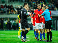 Tomas Soucek and Guillermo Cuadra are present during a UEFA Nations League match between the Ukraine and Czechia national teams in Wroclaw,...