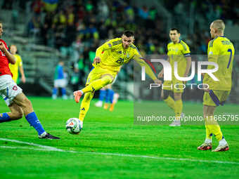 Oleksandr Zubkov participates in a match of the UEFA Nations League between the Ukraine and Czechia national teams in Wroclaw, Poland, on Oc...