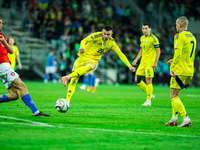 Oleksandr Zubkov participates in a match of the UEFA Nations League between the Ukraine and Czechia national teams in Wroclaw, Poland, on Oc...